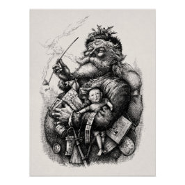Abbildung eines Weihnachtsmannes im 19. Jahrhunder Poster