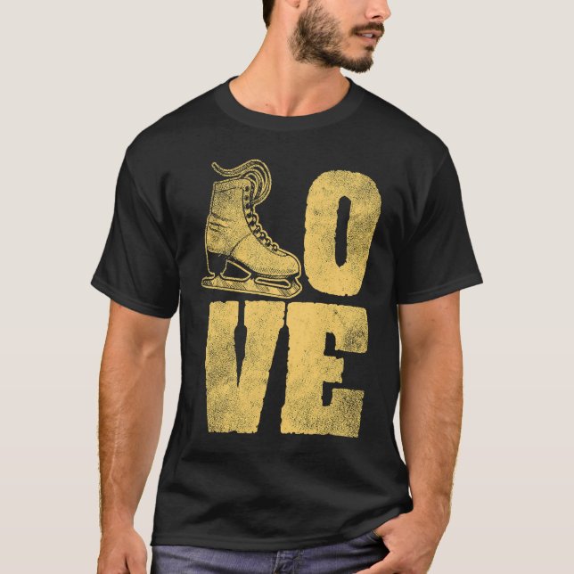 Abbildung Ice Skaten Skate Winter Sport Liebe T-Shirt (Vorderseite)
