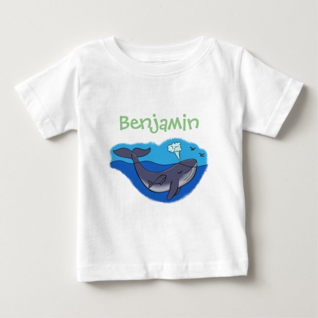 Abbildung niedlicher Wale und Mutter-Cartoon Baby T-shirt (Vorderseite)