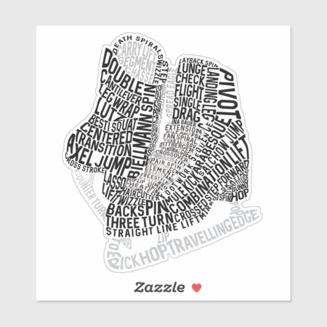 Abbildung Skate Word Art Ice Skaten Aufkleber (Blatt)