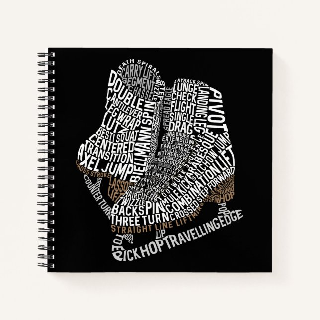 Abbildung Skate Word Art Ice Skaten Notizbuch (Vorderseite)