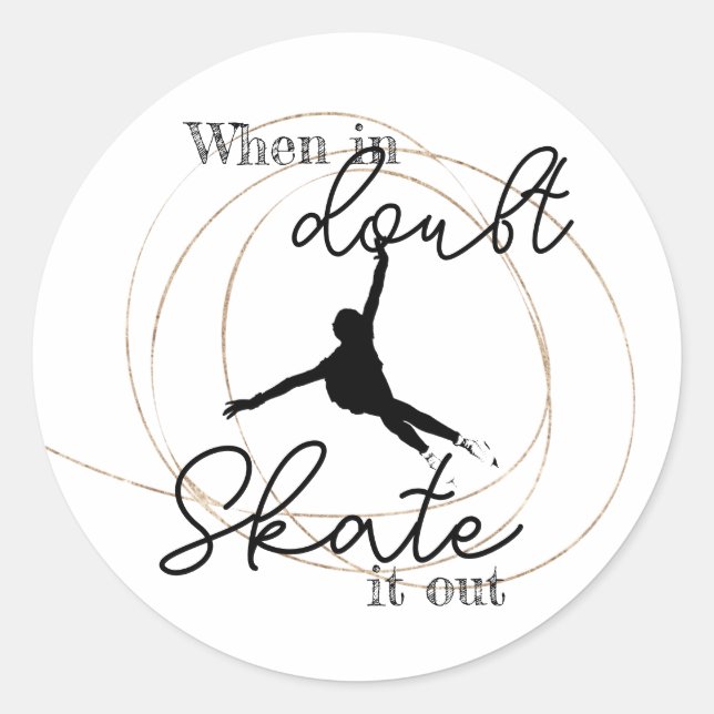 Abbildung Skaten Anführungsaufkleber "Skate aus" Runder Aufkleber (Vorderseite)