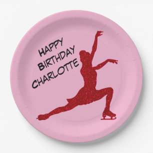 Abbildung Skaten Birthday Rosa / Rotes Party Telle Pappteller