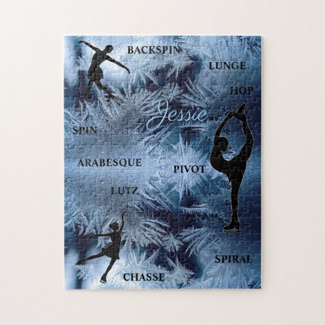 Abbildung Skaten Frozen Typografie Puzzle mit Name (Vertikal)