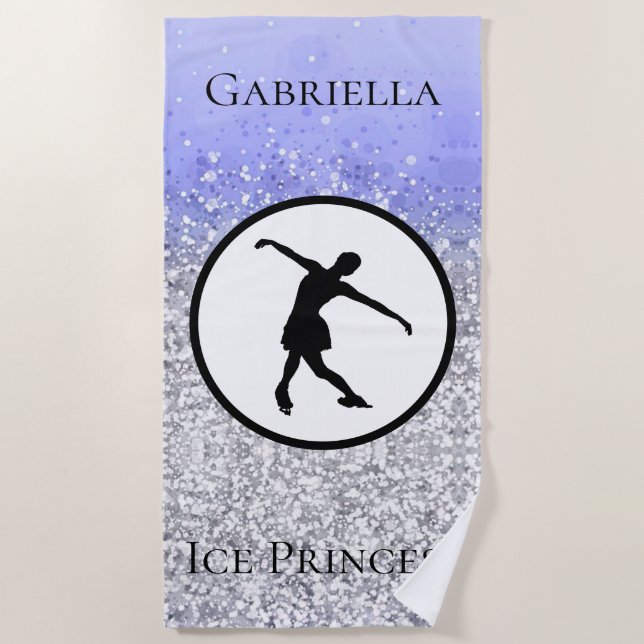 Abbildung Skaten "Ice Princess" Sparkle Beach Hand Strandtuch (Vorderseite)