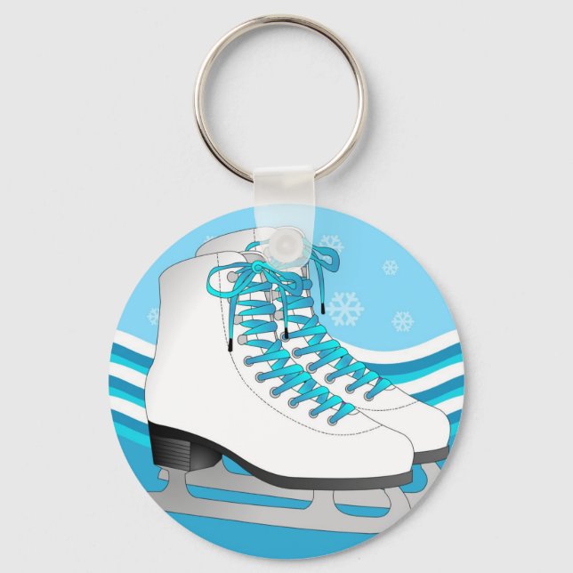 Abbildung Skaten: Ice Skate Blau mit Schneeflocken Schlüsselanhänger (Vorderseite)