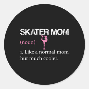 Abbildung Skaten Mum Ice Skate Skater Mama Runder Aufkleber