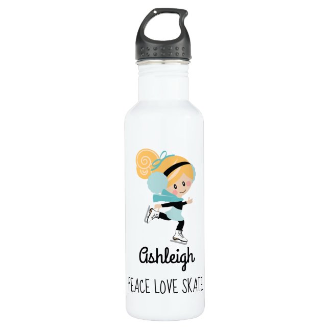 Abbildung Skaten Peace Liebe Skate Blonde Edelstahlflasche (Vorderseite)