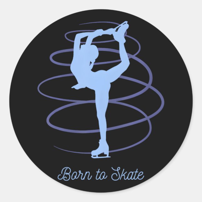 Abbildung Skaten Spinning Skater auf Ice Runder Aufkleber (Vorderseite)