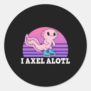Abbildung Skater I Axel Alotl Ice Skaten Axolotl Runder Aufkleber