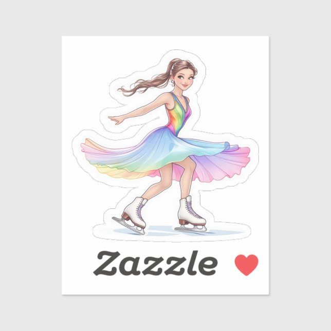Abbildung Skater Sticker Farbenfrohe Regenbogenges (Blatt)