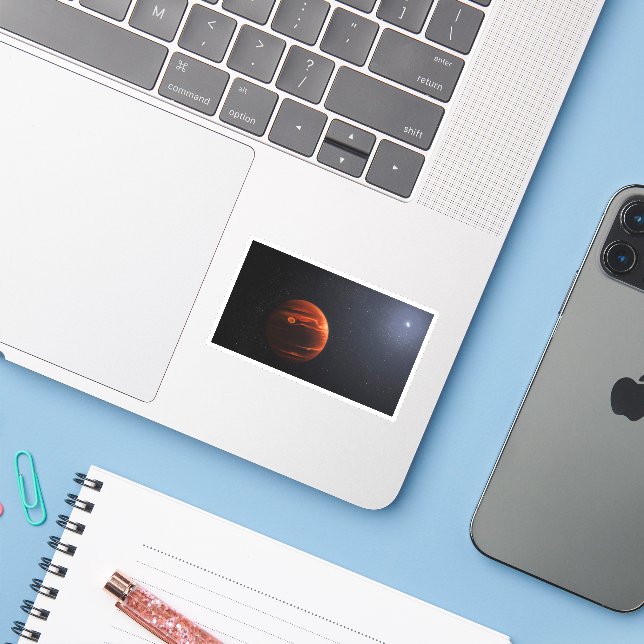 Abbildung von Exoplanet VHS 1256 B und seinen Ster Aufkleber (Laptop mit iPhone)