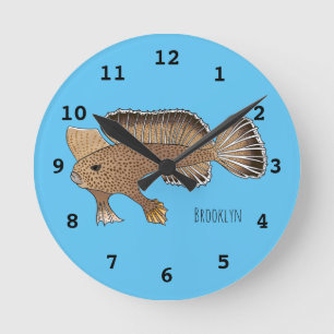 Abbildung von Handfish Cartoon Runde Wanduhr