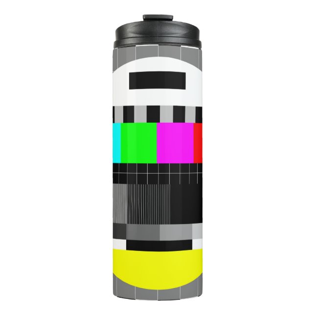 Abbildung von TV ohne Signal zurück im Retro-Stil. Thermosbecher (Vorderseite)