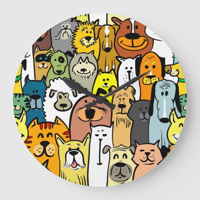 Abbildungen für Hunde und Katzen Große Wanduhr (Vorderseite)