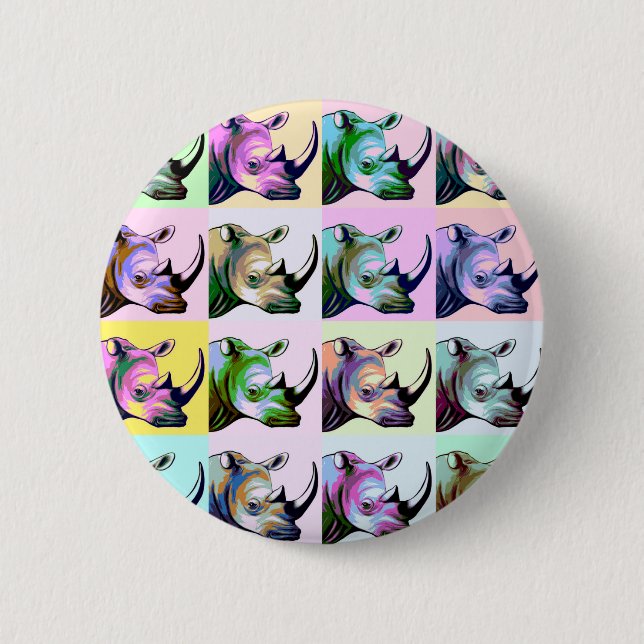 Abbruch der Rhinos-Pop-Kunst Button (Vorderseite)