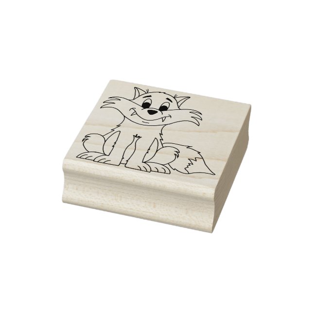 Abby (Fox oder Hund) Holz angebrachte Gummistempel (Stempel)