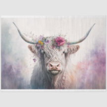 "Abby" Highland Cow mit Pastel Crown 30x20
