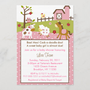 Abby's Farm Animal Baby Shower Einladungen