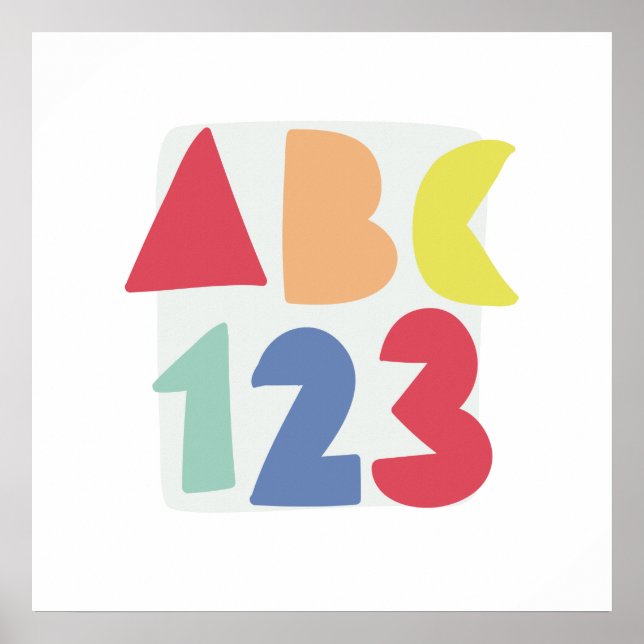 ABC 123 bunte Kinderkunst Poster (Vorne)