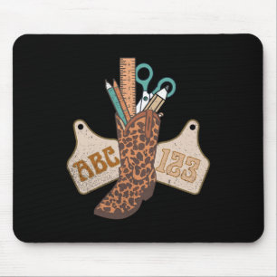 Abc 123 Western Lehrer Leben Cowboy Cowgirl Lehren Mousepad