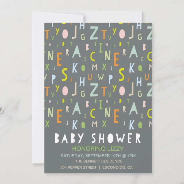 ABC-Alphabet-Babyparty-Einladung Einladung (Vorderseite)