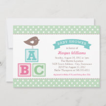 ABC Alphabet blockiert Mint Green Baby Dusche