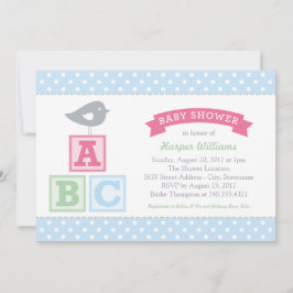 ABC Alphabet blockiert Pink und Blue Baby Dusche Einladung