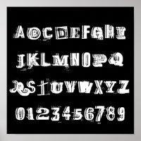 ABC Alphabet Buchstaben & Zahlen | Schwarz und Wei