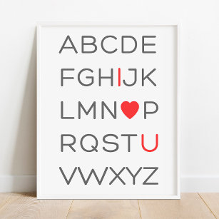 ABC Alphabet I Liebe You Kinderzimmer Decor Poster