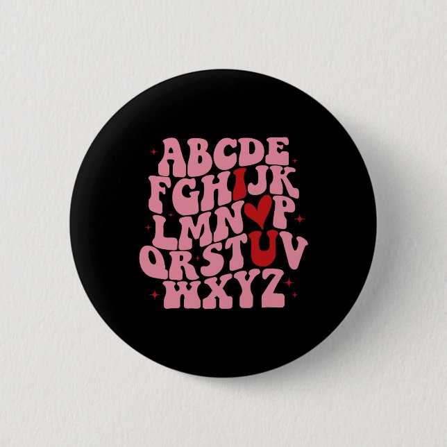 Abc Alphabet Ich liebe dich Englischlehrer Valenti Button (Vorderseite)