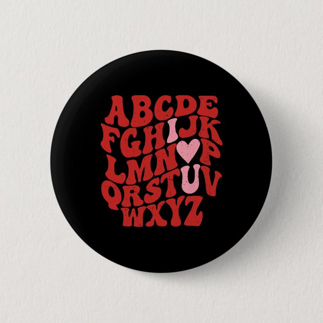 Abc Alphabet Ich Liebe Dich Englischlehrer Valenti Button (Vorderseite)
