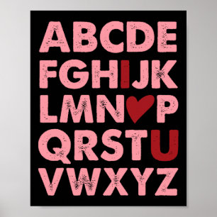 Abc Alphabet Ich liebe dich Englischlehrer Valenti Poster