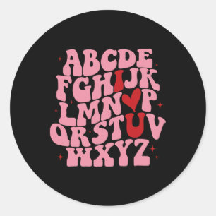 Abc Alphabet Ich liebe dich Englischlehrer Valenti Runder Aufkleber