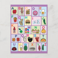 ABC Alphabet lernen Briefe glückliche Lebensmittel