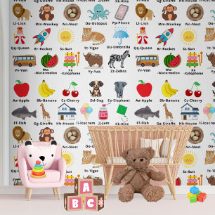 ABC Alphabet Neutral Kids Kinderzimmer Dekoration Tapete