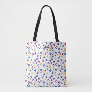 ABC Alphabet rouge jaune Sac fourre-tout bleu