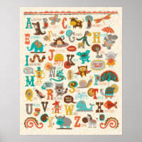 ABC Animal Alphabet Boy Kinderzimmer Print