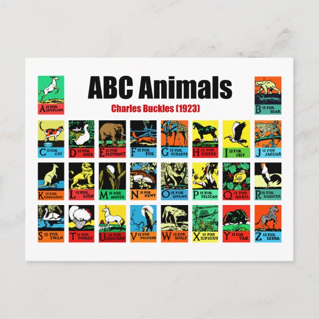 ABC Animals , Charles Buckles (1923) Postkarte (Vorderseite)