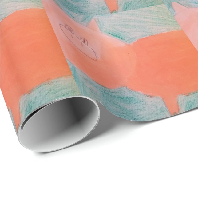 #ABC Art by Children, Pink Orange Pig Geschenkpapier (Rolleneckpunkt)