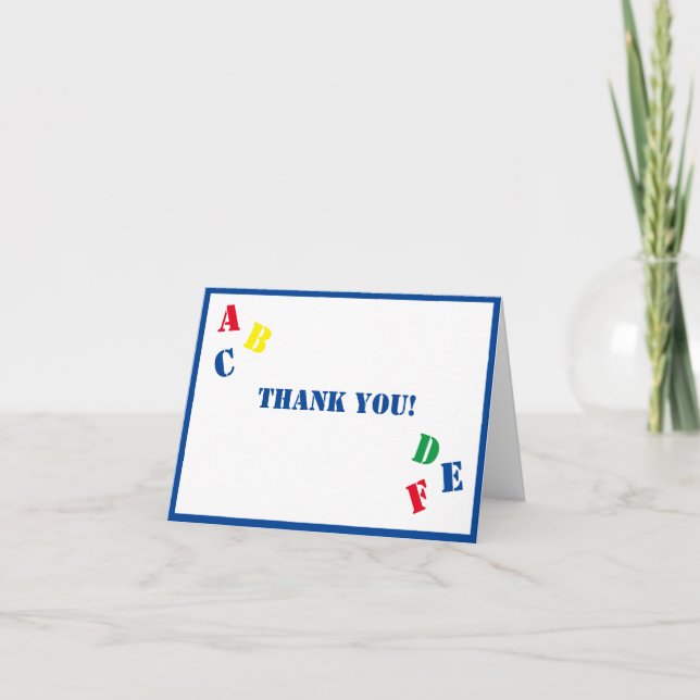 ABC Baby Dusche Dankeskarte (Vorderseite)