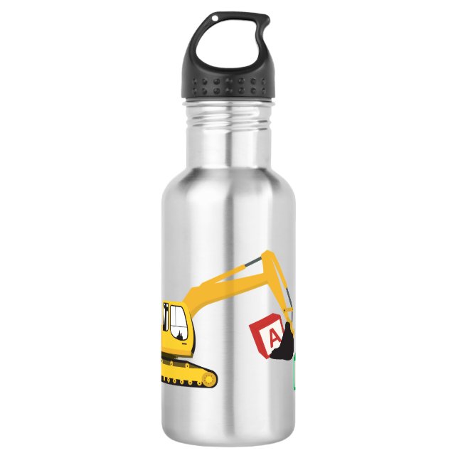 ABC Baggerbauwagen Edelstahlflasche (Vorderseite)
