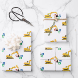 ABC Baggerbauwagen Geschenkpapier Set