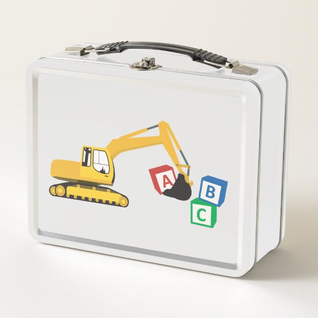 ABC Baggerbauwagen Metall Brotdose (Vorderseite)