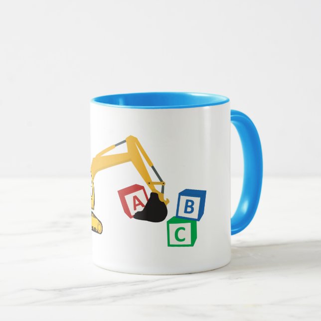 ABC Baggerbauwagen Tasse (VorderseiteRechts)