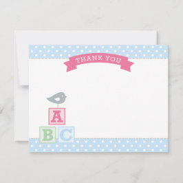 ABC blockiert Pink und Blue Girl Baby Dusche Dankeskarte