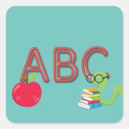ABC Bookworm Quadratischer Aufkleber