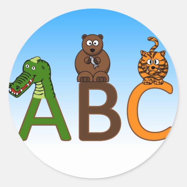ABC-Buchstaben niedlicher Cartoon Runder Aufkleber (Vorderseite)