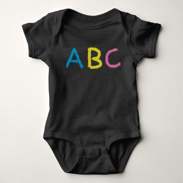 ABC Colored Chalk Letters Baby Strampler (Vorderseite)