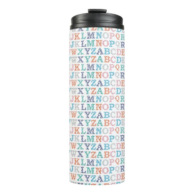 ABC Colorful Cutes Kinderzimmer Alphabet Thermosbecher (Vorderseite)